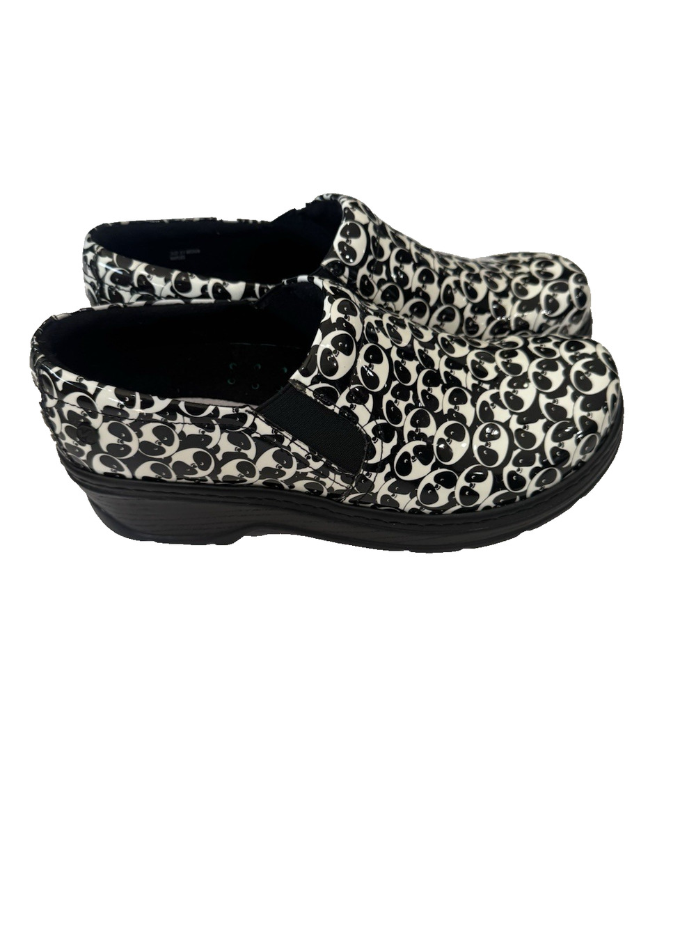 Klogs Naples Panda Print Patent Clogs Womens 9.5M Slip On Comfort NWOB New